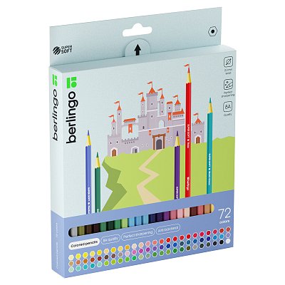 Карандаши цветные Berlingo «SuperSoft. Замки», 72цв., заточен., картон, европодвес