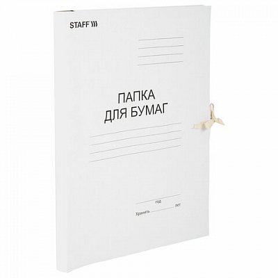 Папка для бумаг с завязками картонная STAFF, гарантированная плотность 220 г/м2, до 200 л. 