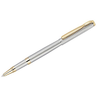Ручка-роллер Delucci «Celeste», синяя, 0.6мм, цвет корпуса - серебро/золото, поворот., подар. уп. 