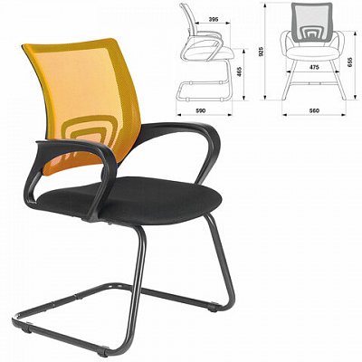 Кресло для приемных и переговорных BRABIX «Fly CF-100», оранжевое/черное, 532088