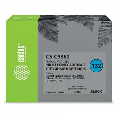 Картридж струйный CACTUS (CS-C9362) для HP Officejet 6313/6315/Photosmart C3183, черный, 8 мл