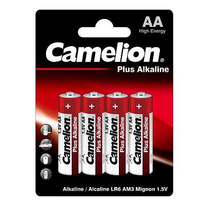 Батарейка Camelion AA/LR 6 Plus Alkaline BL-4 (LR 6-BP4, 1.5В)(4 шт в уп. )