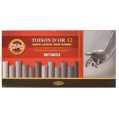 Пастель художественная Koh-I-Noor «Toison D'or Soft 8592 Grey line», 12цв., картон. упак. 