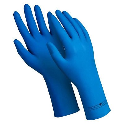 Перчатки КЩС Manipula Эксперт Ультра DG-042 латекс синие (размер 8, M, 25 пар в упаковке)