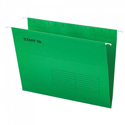 Подвесные папки А4 (350×240 мм) до 80 л., КОМПЛЕКТ 10 шт., зеленые, картон, STAFF
