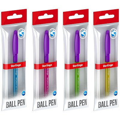 Ручка шариковая Berlingo «Triangle 110 Color» синяя, 0.7мм, грип, корпус ассорти, пакет