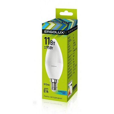 Лампа светодиодная Ergolux 11 Вт E14 свеча холодный белый свет