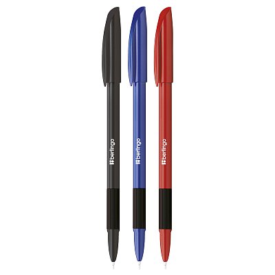 Ручка шариковая Berlingo «Metallic Pro» синяя, 0.7мм, грип