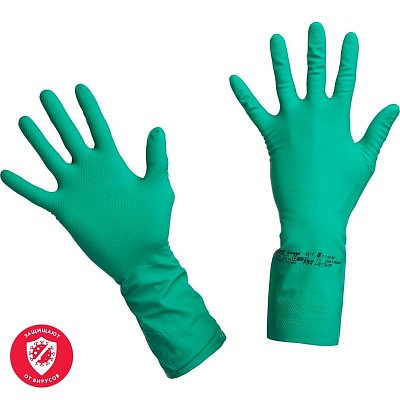 Перчатки хозяйственные нитриловые VILEDA, универсальные, антиаллергенные, размер XL (очень большой), зеленые