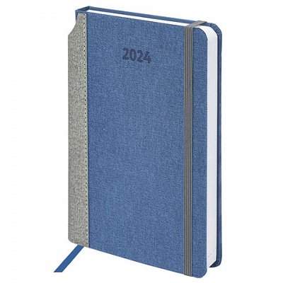 Ежедневник датированный 2024 А5 138×213 мм, BRAUBERG «Mosaic», под кожу, синий