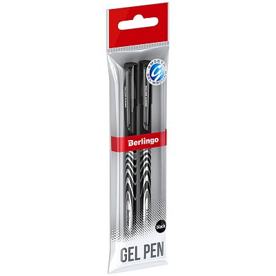 Ручка гелевая Berlingo «G-Line» черная, 0.5мм, игольчатый стержень, 2шт, пакет с европодвесом