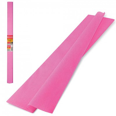 Цветная бумага крепированная BRAUBERG, плотная, растяжение до 45%, 32 г/м2, рулон, розовая, 50?250 см