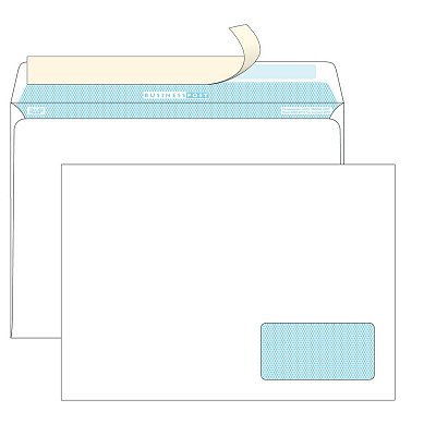 Конверт почтовый BusinessPost C4 (229×324 мм) белый отрывная силиконовая лента правое нижнее окно (250 штук в упаковке)