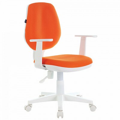 Кресло BRABIX «Fancy MG-201W», с подлокотниками, пластик белый, оранжевое, 532410