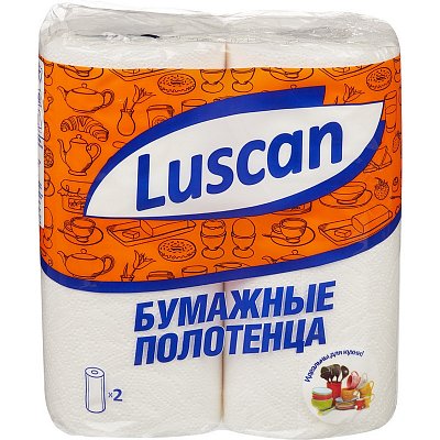 Полотенца бумажные Luscan (2-слойные, с тиснением, 2рул/уп)