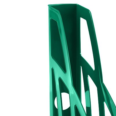 Лоток для бумаг вертикальный СТАММ «Лидер», зеленый, ширина 75мм