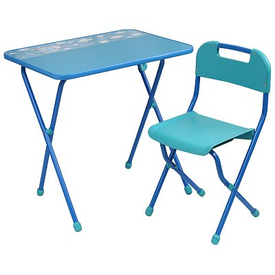 Набор складной мебели (стол + стул) Nika kids КА/2Г «Алина 2» голубой, столешница ЛДСП, сиденье пластик, синий/желтый