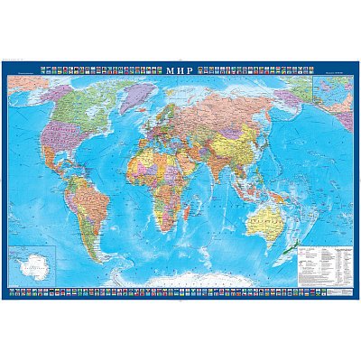 Настенная политическая карта мира 1:34 млн
