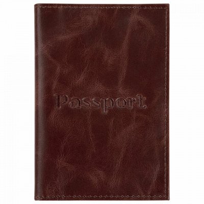 Обложка для паспорта натуральная кожа пулап«Passport»кожаные карманыкоричневаяBRAUBERG238197