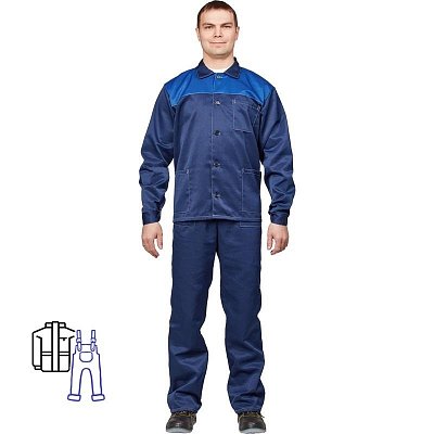 Костюм рабочий летний мужской л16-КПК синий/васильковый (размер 44-46, рост 158-164)