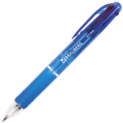 Ручка шариковая BRAUBERG «Spectrum» автоматическая, 4 цвета, корпус синий тониров., син., чер., крас., зел.