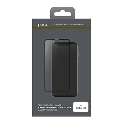 Защитное стекло PERO Full Glue для Realme C30, черный