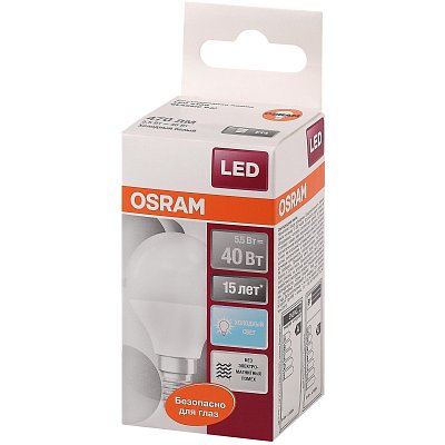 Лампа светодиодная OSRAM LEDSCLP40 5.5W/840 230VFR E14 FS1