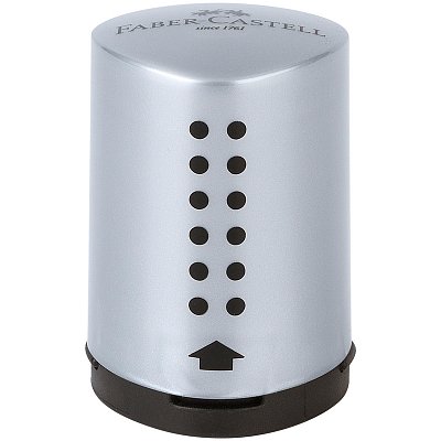 Точилка пластиковая Faber-Castell «Grip 2001 Mini», 1 отверстие, контейнер, серебряная