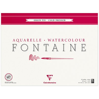 Альбом для акварели 25л., 42×56, на склейке Clairefontaine «Fontaine Grain Fin», 300г/м2, холод. пресс, мелкое зерно
