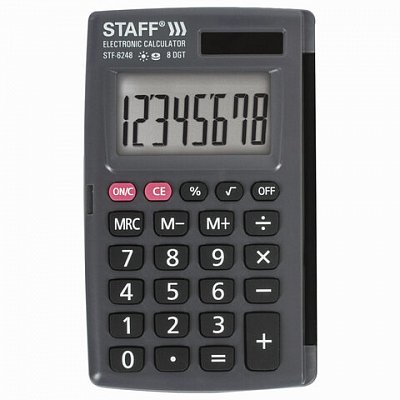Калькулятор STAFF карманный STF-6248, 8 разрядов, двойное питание, 104х63мм