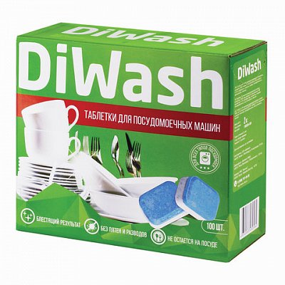 Средство для мытья посуды в посудомоечных машинах 100 шт., DIWASH (Дивош), таблетки