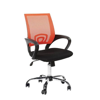 Кресло офисное Easy Chair 304 черное/оранжевое (ткань/сетка/металл)