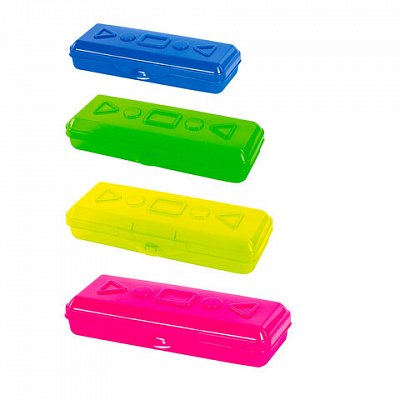 Пенал пластиковый ПИФАГОР тонированный, ассорти 4 цвета, 20×7×4 см