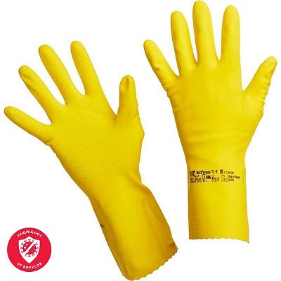 Перчатки латексные Vileda желтые (размер 10, XL, артикул производителя 102591)