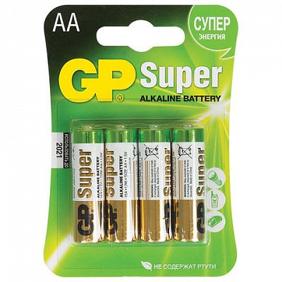 Батарейки GP Super AA/316/LR6, 1.5В, алкалиновые, 4 шт. в блистере