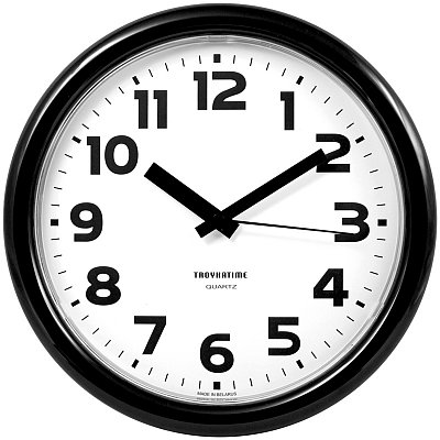 Часы настенные ход плавный, Troyka 21200216, круглые, 24×24×3, черная рамка