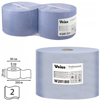 Бумага протирочная VEIRO (Система P1, P2), комплект 2 шт., Comfort, 1000 листов в рулоне, 24х35 см, 2-слойная, W201