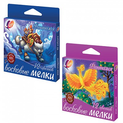 Восковые карандаши ЛУЧ «Фантазия», 12 цветов, на масляной основе, картонная упаковка с европодвесом