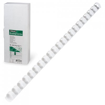 Пружины пластиковые для переплета FELLOWES, комплект 100 шт., 10 мм, для сшивания 41-55 л., белые
