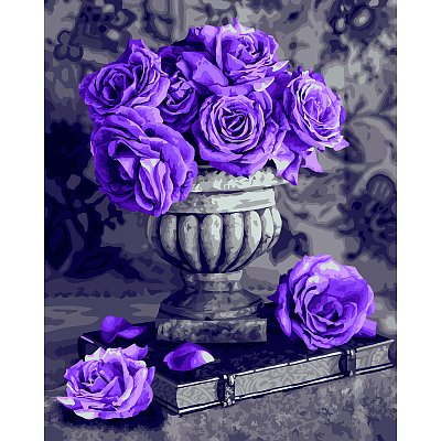 Картина по номерам на холсте ТРИ СОВЫ «Сиреневые розы», 40×50, с акриловыми красками и кистями