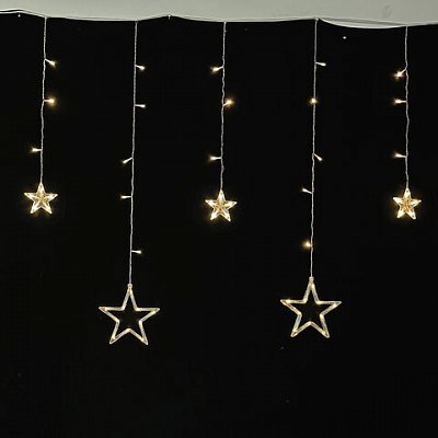 Гирлянда светодиодная «Звезды» занавес на окно 3×1 м, 138 ламп, теплый белый, ЗОЛОТАЯ СКАЗКА