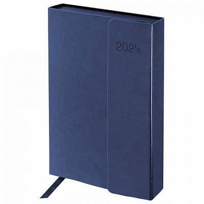 Ежедневник датированный 2024 А5 148×218мм GALANT Magnetic, под кожу, клапан, синий