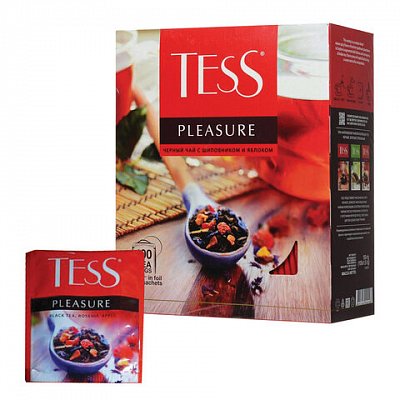 Чай TESS «Pleasure», черный с шиповником и яблоком, 100 пакетиков по 1.5 г