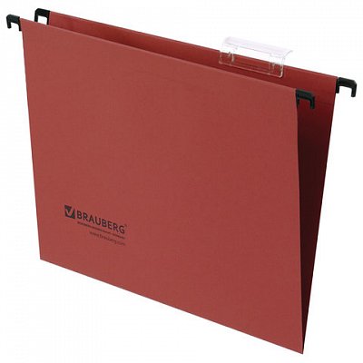 Подвесные папки картонные BRAUBERG, комплект 10 шт., 315х245 мм, до 80 л., А4, красные, 230 г/м2, табуляторы