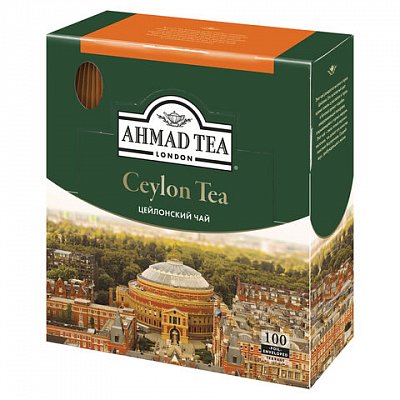 Чай AHMAD (Ахмад) «Ceylon Tea», черный, 100 пакетиков с ярлычками по 2 г