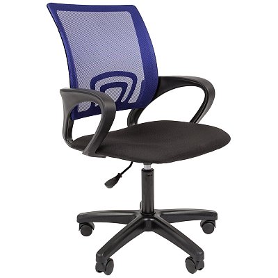 Кресло оператора Helmi HL-M96 R «Airy», спинка сетка синяя/сиденье ткань черная, пиастра