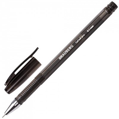 Ручка гелевая BRAUBERG «Income», корпус тонированный черный, игольчатый пишущий узел 0.5 мм, черная