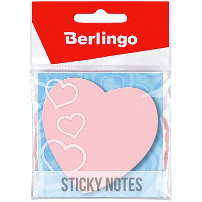 Самоклеящийся блок фигурный Berlingo «Сердце», 70×70мм, 50л, малиновый неон, европодвес