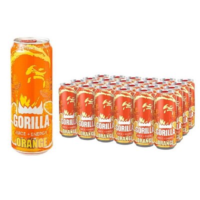 Напиток энергетический Gorilla Orange безалк тониз ж/б 0.45лх24шт/уп