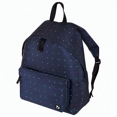 Рюкзак BRAUBERG B-HB1505 для старшеклассниц/студенток, темно-синий, горошек, 41?32?14 cм